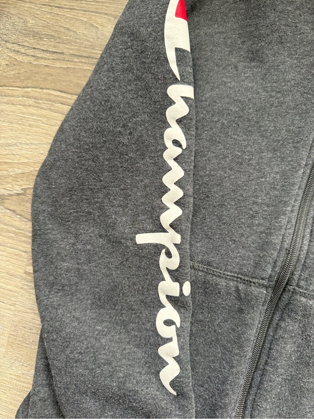 Champion Kids' L (10/12) Gray Full-Zip Hoodie with Logo - Picture 6 of 10